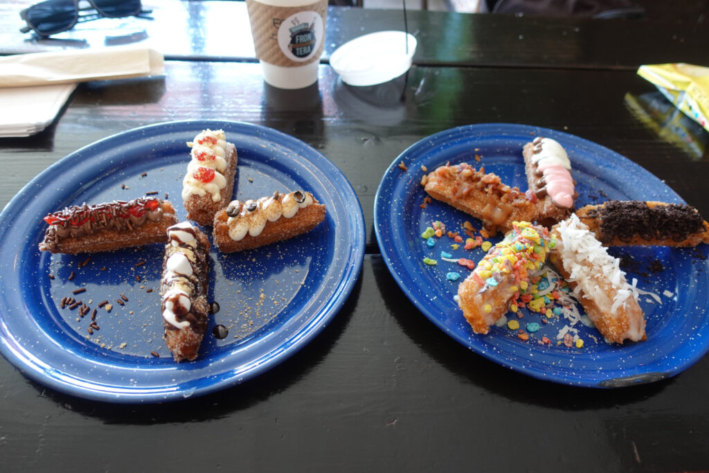 Colorful Churros on two plates