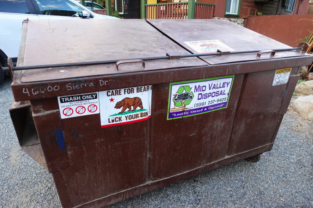 A dumpster that can be locked from bears